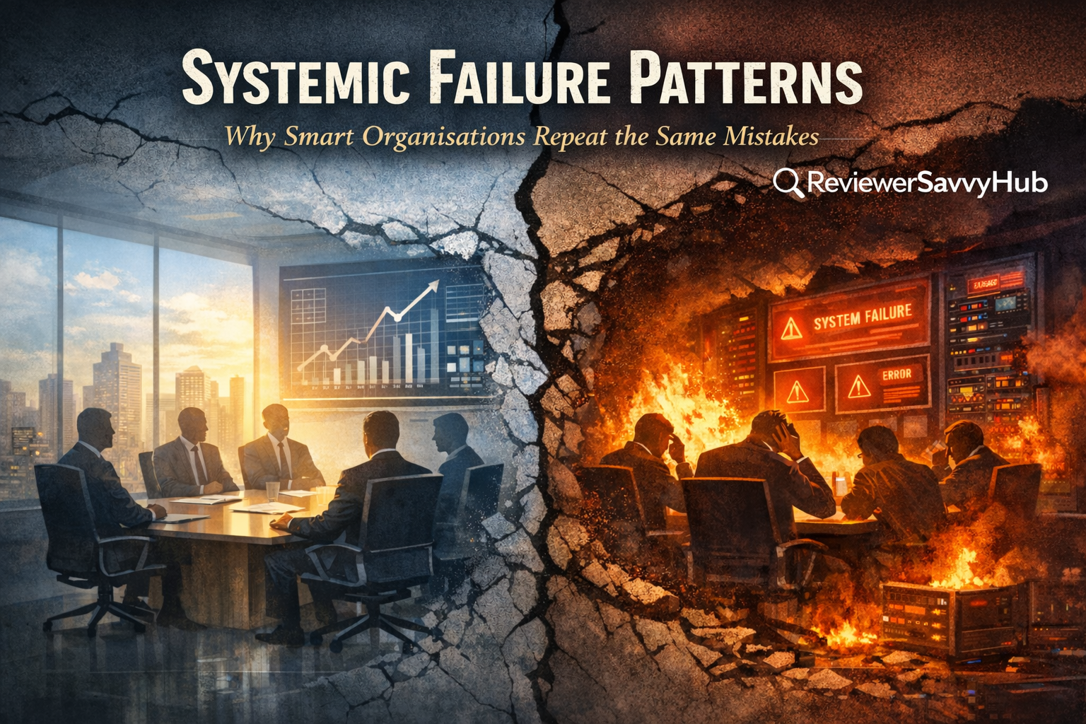 Systemic failure patterns showing how smart organisations repeat the same mistakes under pressure