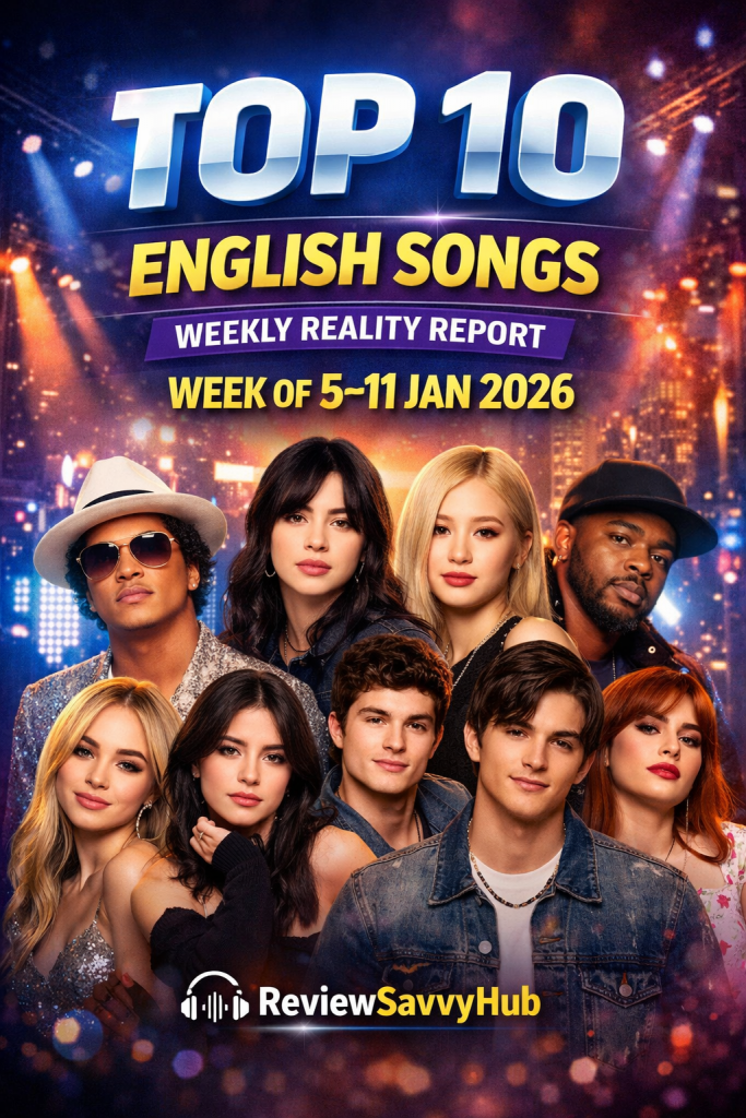 Top 10 English Songs Weekly Reality Report by ReviewSavvyHub analysing audience behaviour and cultural impact