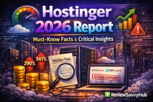 Hostinger review 2026 showing 4.7 rating vs 301 percent renewal price increase with ReviewSavvyHub analysis